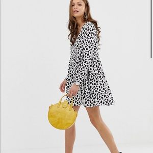 ASOS DESIGN smock mini dress with button through in splodge print